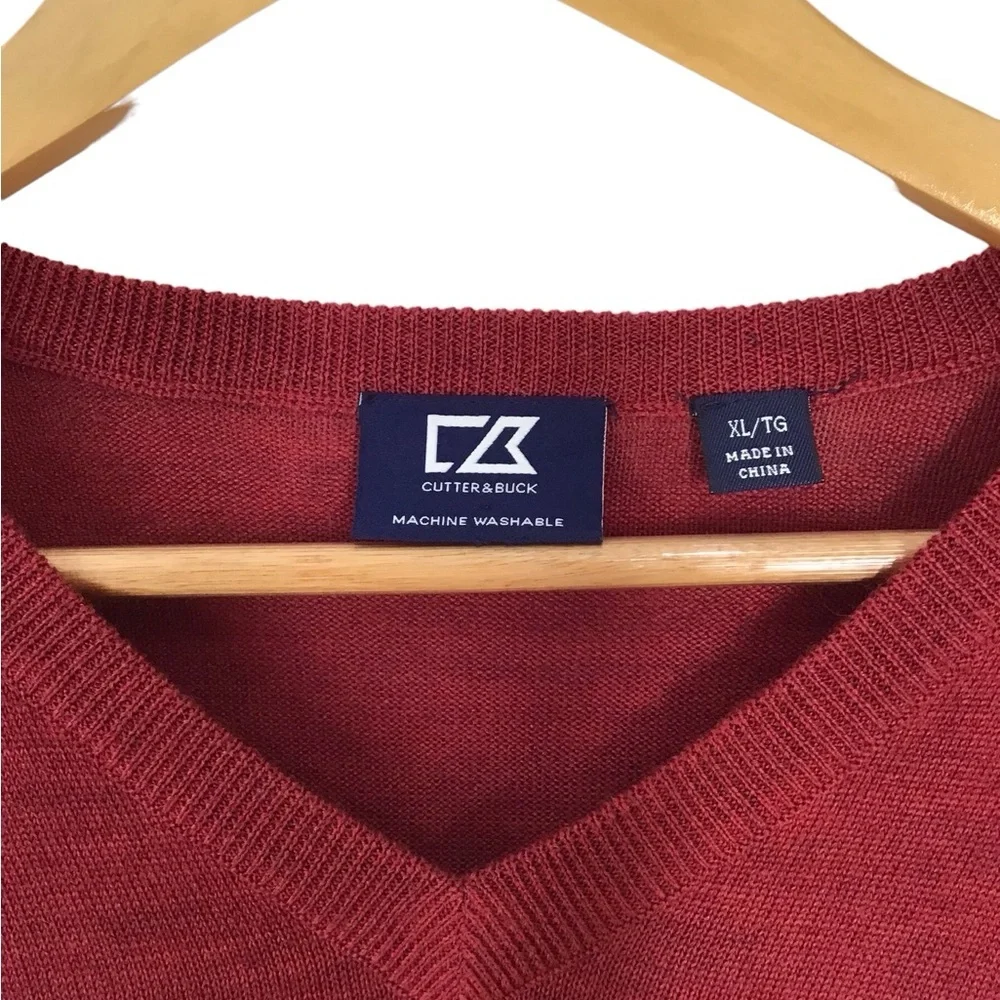 Cutter & Buck Douglas Merino Wool Blend V Neck Sweater Size XL